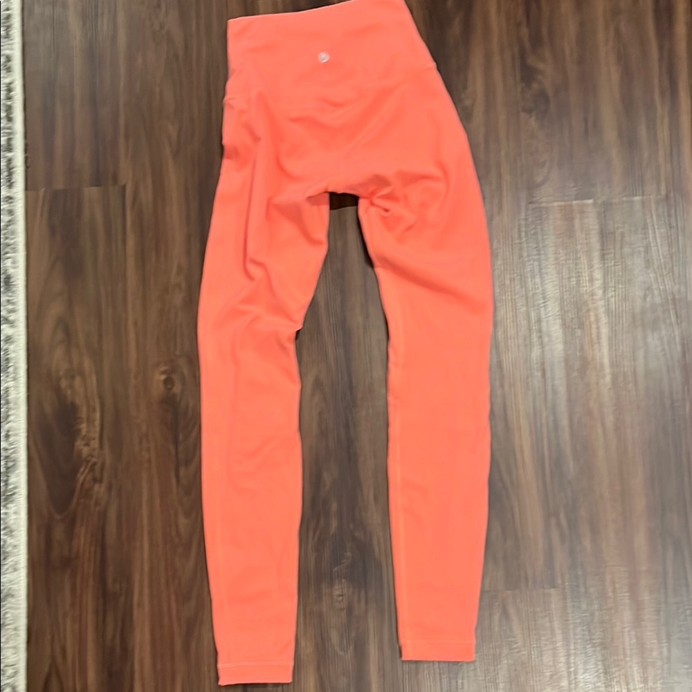 Bright Coral High-Waisted Lululemon Leggings- great condition size 2